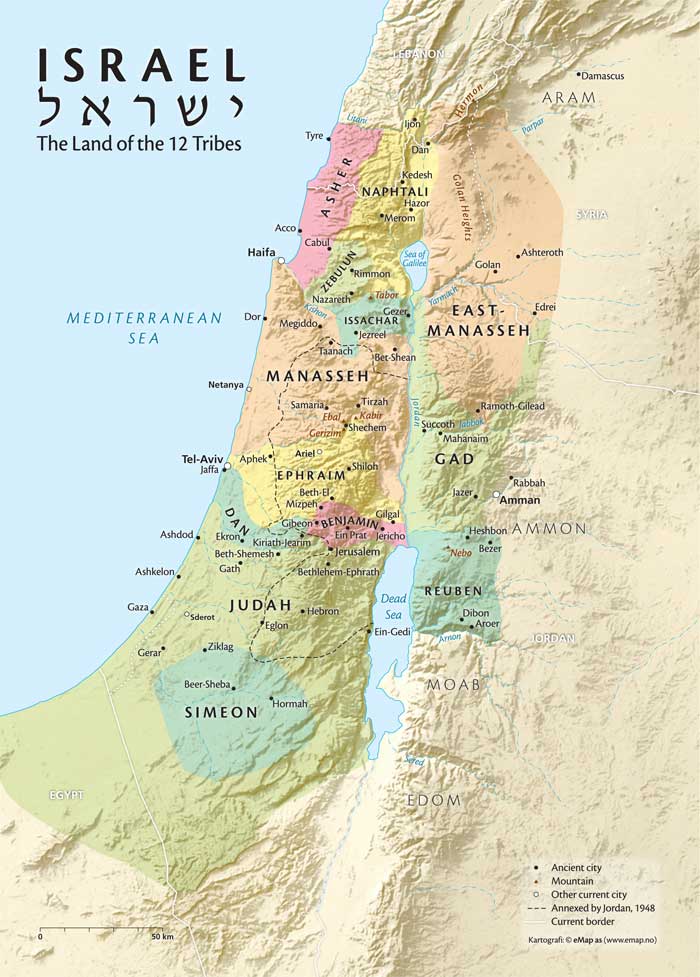 Biblical tribal map of Israel